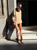 Buckle Strap Ankle Boots - Tan & Brown