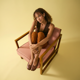 Tabi flats – model seated in armchair